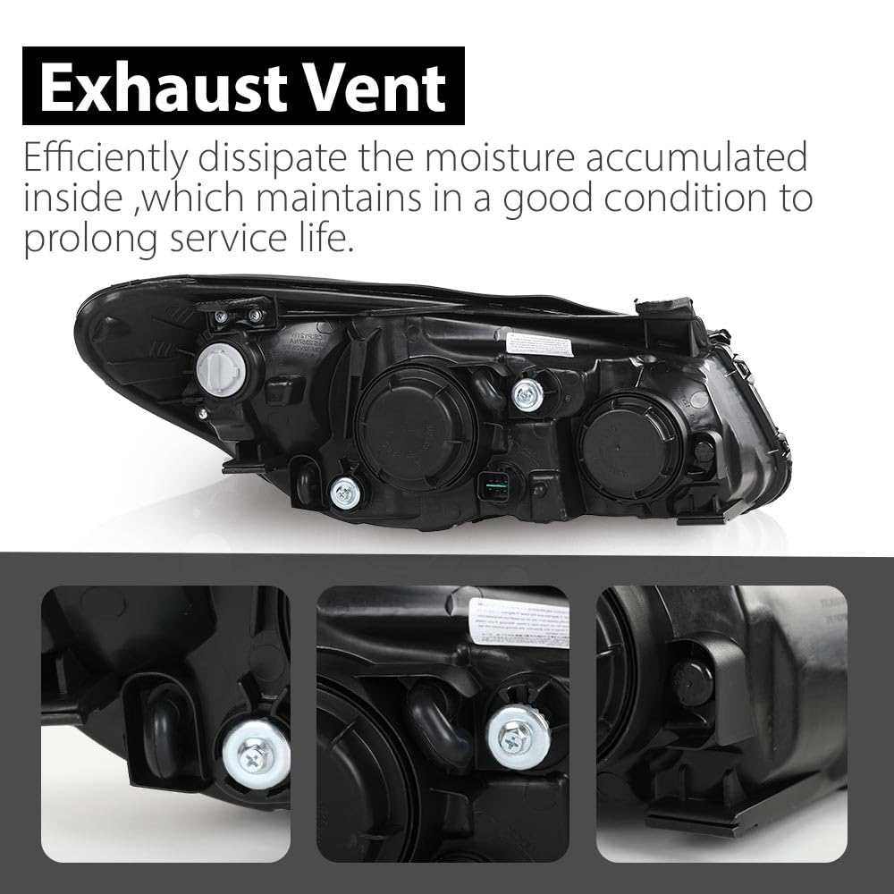 G-PLUS Headlights Assembly w/o Bulb Compatible with Elantra 2007-2010 Left Side Headlamp, Clear Lens Chrome Housing Amber Reflector, HY2502138, HY2503138, 921012H050, faros delanteros