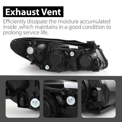 G-PLUS Headlights Assembly w/o Bulb Compatible with Elantra 2007-2010 Left Side Headlamp, Clear Lens Chrome Housing Amber Reflector, HY2502138, HY2503138, 921012H050, faros delanteros