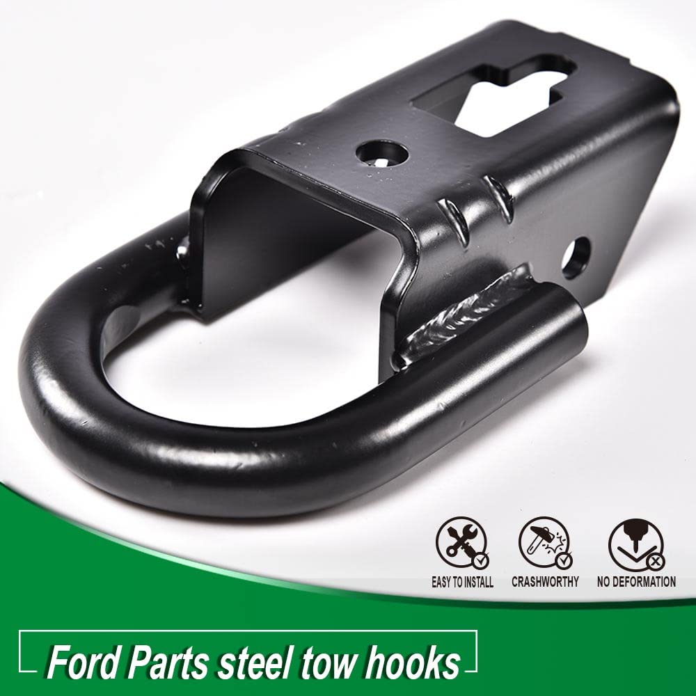 G-PLUS Tow Hook Parts Set Compatible with 2009-2021 F150 with Hardware Front Kit Pair (Black)