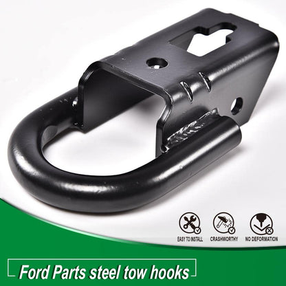 G-PLUS Tow Hook Parts Set Compatible with 2009-2021 F150 with Hardware Front Kit Pair (Black)