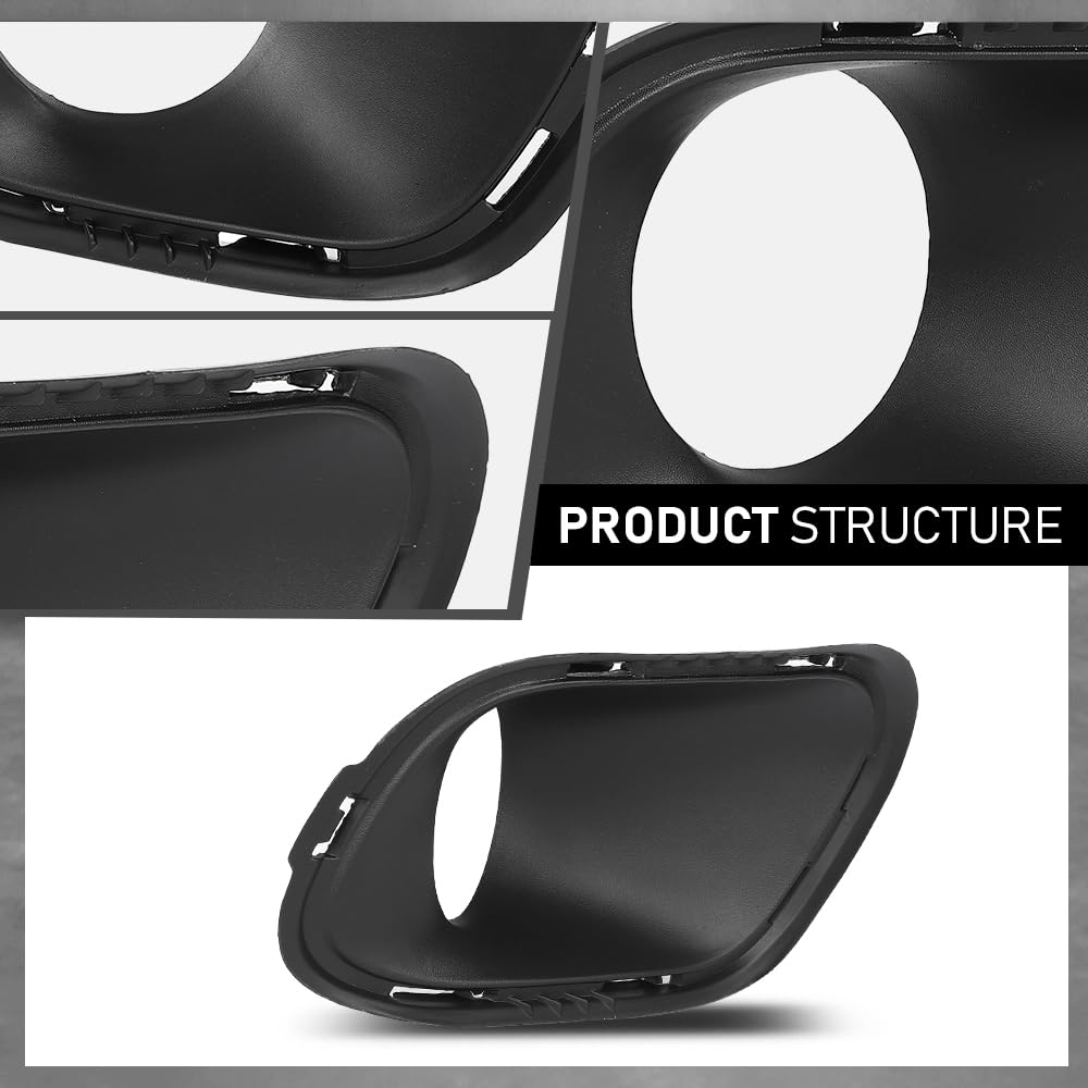 G-PLUS Fog Light Bezel Fog Lamp Trim Cover Grill Compatible with Jeep Cherokee 2014-2018 Pair Black