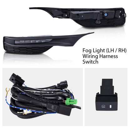 G-PLUS Front Bumper Fog Lights Lamps with Bezels Switch and Wiring Kit Compatible with Honda Accord 4-Door Sedan 2016 2017 Clear Lens