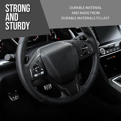 G-PLUS Steering Wheel Cover Trim Compatible with Honda Civic 2016 2017 2018 2019 Carbon Fiber Black
