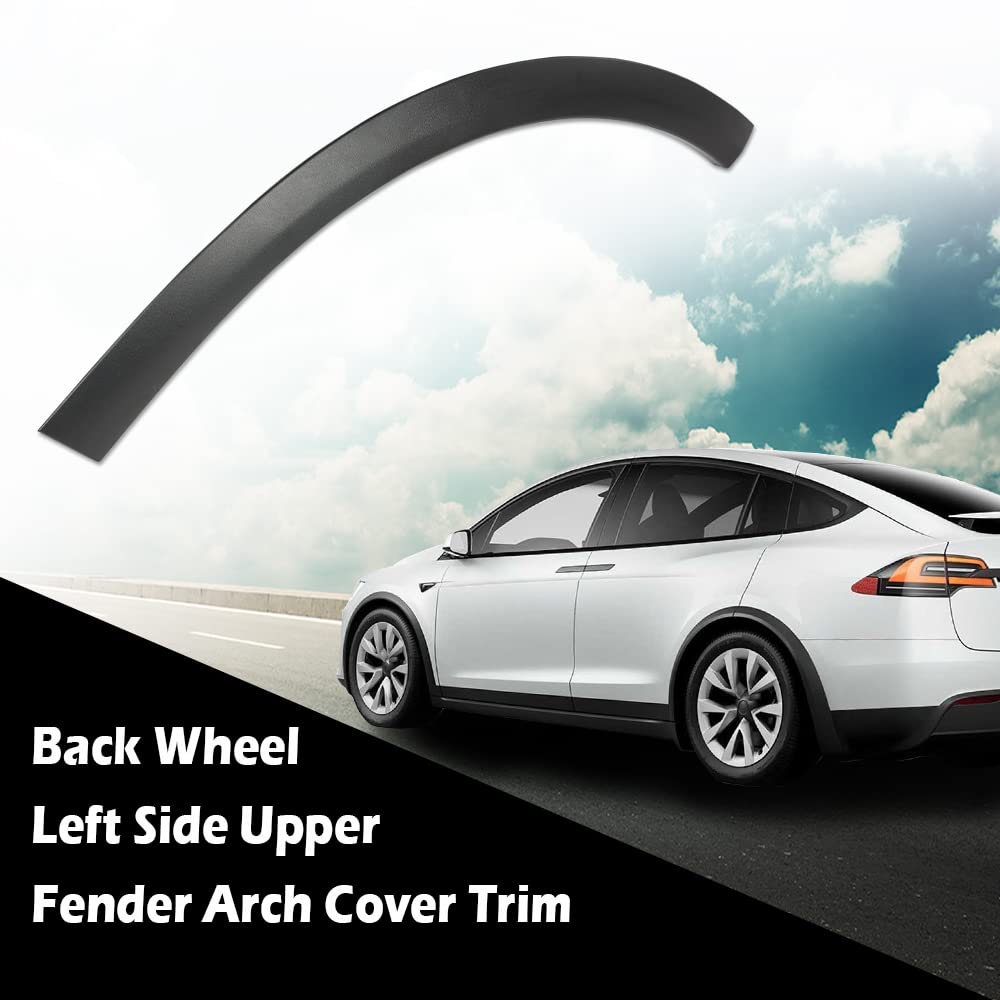 G-PLUS Left Wheel Fender Arch Flare Trim Compatible with 2016-2021 Tesla Model X Rear Left Driver Fender Flares Arch Wheel Eyebrow Protector