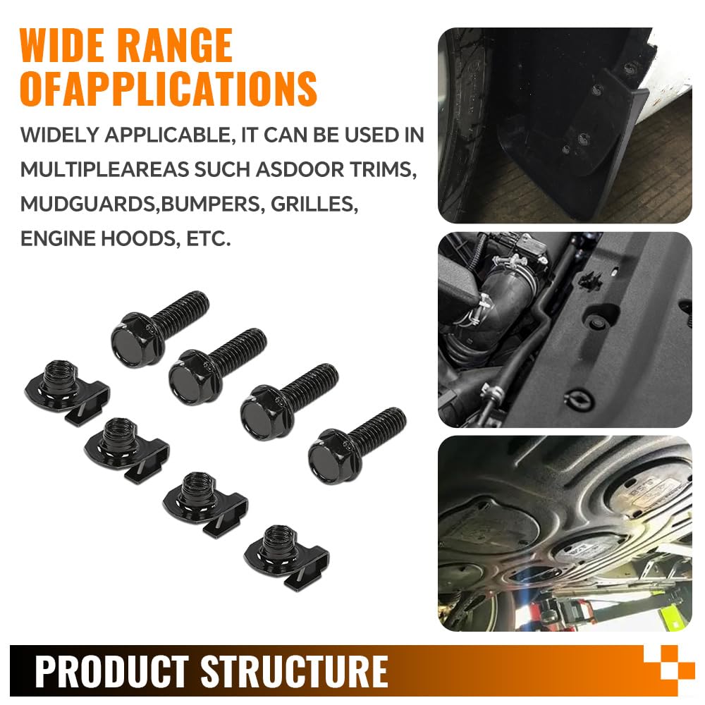 G-PLUS 8PCS Black Front Shock Lower A Arm Mounting Bolts & Special U Nuts Hardware 8pcs Compatible with 1955-2007 GM