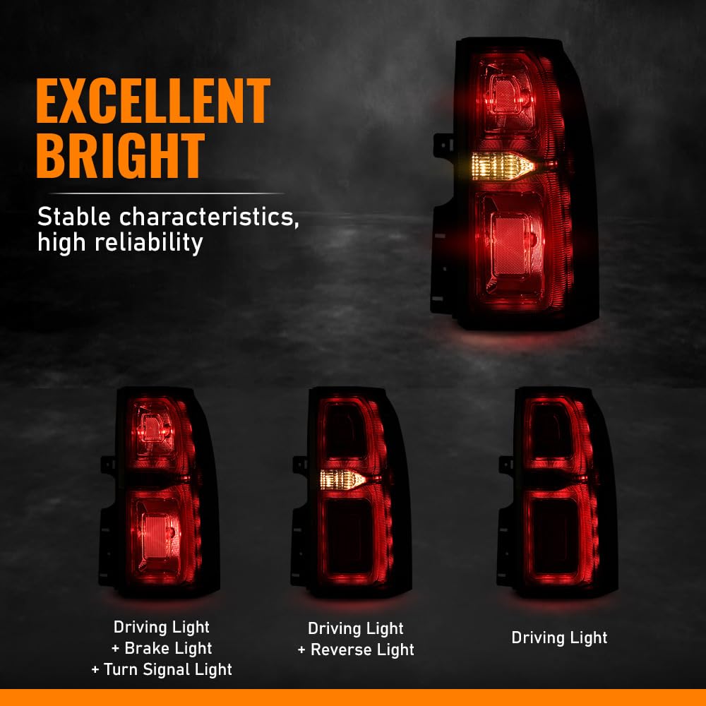 G-PLUS LED Rear Right Tail Light Assembly Compatible with Chevy Suburban/Tahoe 2015-2020 Rear Brake Lamp, Luces Traseras 84467058, Red Lens
