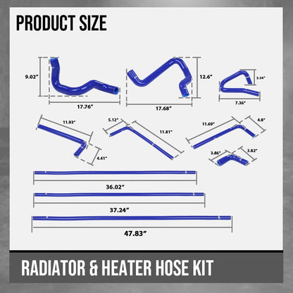 G-PLUS Radiator & Heater Hose Kit Compatible with Ford F150 F250 F350 Bronco Trucks Pickups with 5.0L/5.8L Engine 1988 1989 1990 1991 1992 1993 1994 FOTZ8260E, FOTZ8286D Blue