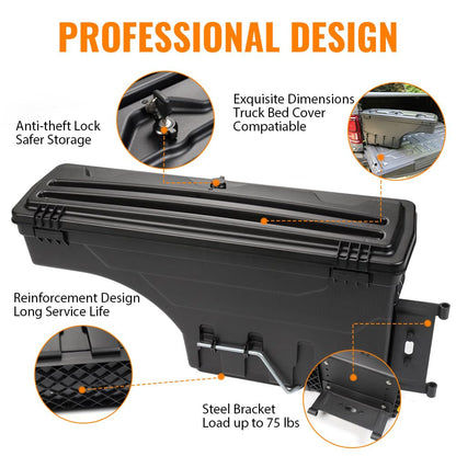 G-PLUS Rear Right Lockable Storage Box Toolbox Compatible with Ford F150 2015 2016 2017 2018 2019 2020 Right Passenger Side Truck Bed Box