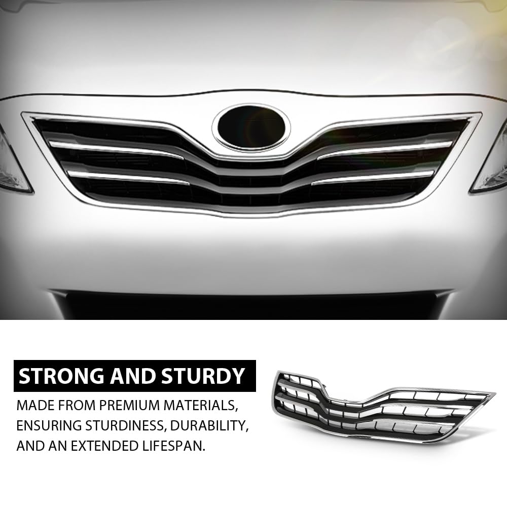 G-PLUS Front Grille Chrome Shell, Compatible with Toyota Camry XLE 2010-2011, 5310106190C0, TO1200325