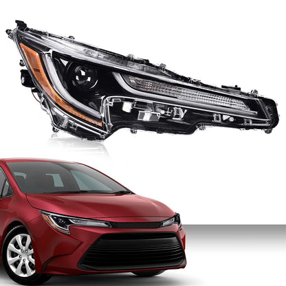 G-PLUS Headlight LED Compatible with Toyota Corolla L LE 2020 2021 DRL Right Passenger Side Headlamp Clear Lens Chrome Housing Amber Reflector Bumper Headlamps,faros delanteros