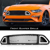 G-PLUS Mesh Front Bumper Upper Hood Grille Grill w/DRL LED Accent Vent Lights Compatible with Ford Mustang 2015-2017