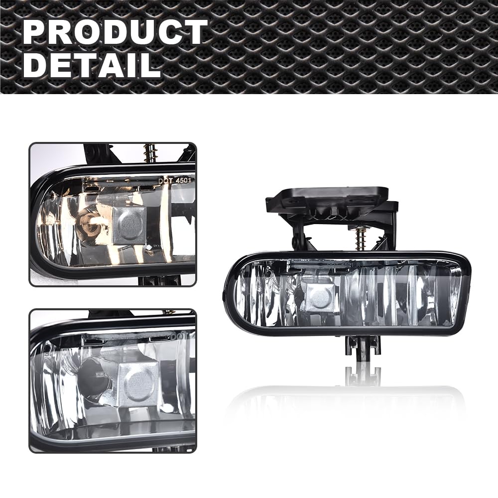 G-PLUS Front Bumper Fog Light Compatible With 2000-2006 GMC Yukon/Yukon XL,Driving Fog Lamps Driver & Passenger Side Pair (Smoky lens)