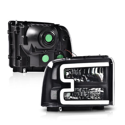G-PLUS LED Headlights, Compatible with Ford F250 F350 F450 F550 2005 2006 2007 Super Duty Headlamps,Clear Lens Black Housing Clear Reflector Left & Right