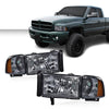 G-PLUS Headlights Lamps Fit 1994-2001 Dodge Ram 1500/1994-2002 Dodge Ram 2500 3500,Not fit Ram Sport,Smoky Lens Chrome Housing Amber Reflector w/o Bulbs Bumper Headlamps,faros delanteros Assembly