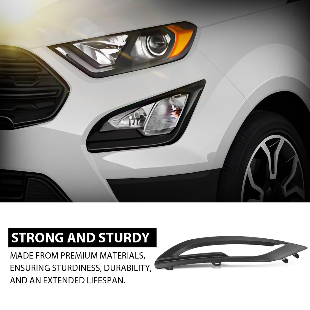 G-PLUS Front Left Bumper Fog Light Lamp Cover Bezel, Compatible with Ford EcoSport 2018-2021, Driver Side, GN1Z15266AB, FO1038185