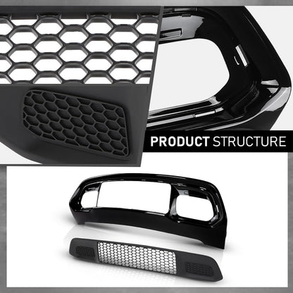 G-PLUS Front Lower Grille & Bumper Grill Bezel Compatible with Jeep Grand Cherokee 2017-2022 Black 5ZM53SZ0AA