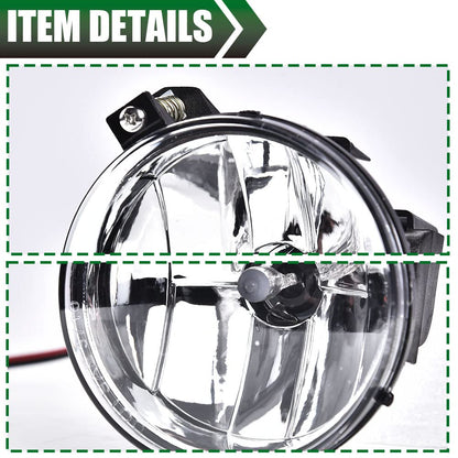G-PLUS Fog Light Set Assembly Compatible With 2001-2004 Dakota Pickup Truck SUV/2001-2003 Dodge Durango Clear Lens Front Bumper Fog Light Lamps w/Bulbs,Passenger side (Right)