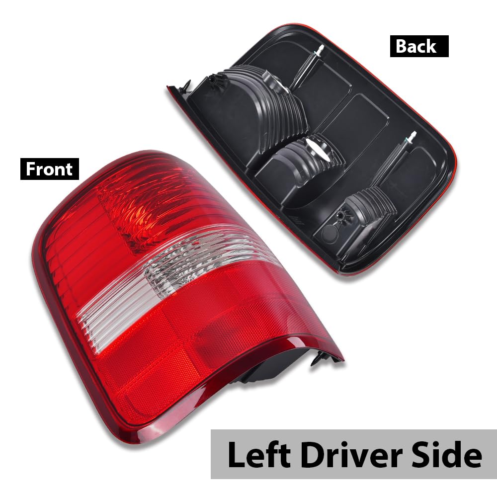 G-PLUS Tail Light Lamp w/o Blubs Lens Left Side Compatible with Ford F150 King Ranch, Lariat, XL 2004 2005 2006 5L3Z13405CA, 6L3Z13405BA, FO2800182 Luces Traseras Faros Traseros Assembly Red