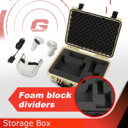 G-PLUS Hard VR Headset Carrying Case w/Foam Block Dividers,Waterproof Protector Storage Box Compatible with Meta Quest 3S/Quest 3/Quest 2,Travel Portable Case Fit Oculus Quest 3/Quest 2 Beige Color
