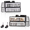 G-PLUS LED DRL headlights, Compatible with 1994 1995 1996 1997 1998 1999 GMC C1500 K1500 Yukon bumper Headlamp, Clear lens Chrome Housing Clear Reflector