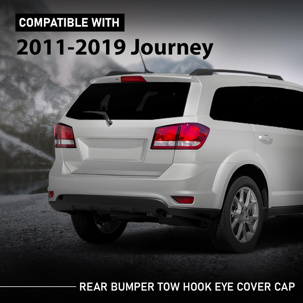 G-PLUS Rear Bumper Tow Hook Eye Cover Cap Compatible with Dodge Journey 2011-2019 Black 1TY40TZZAB