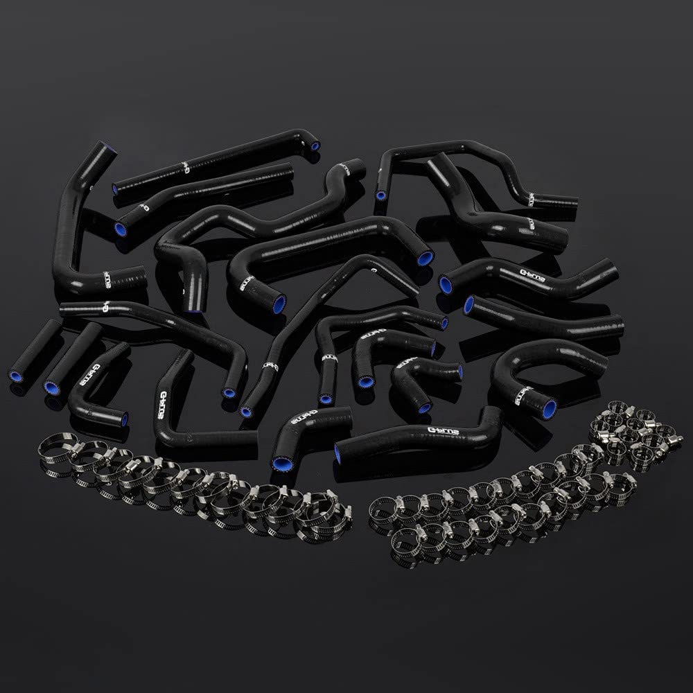 G-PLUS Silicone Ancillary Coolant Hose Kit Clamps Compatible With Toyota MR2 Turbo 2.0L 3SGTE Rev2 LHD 1991 Silicone Black