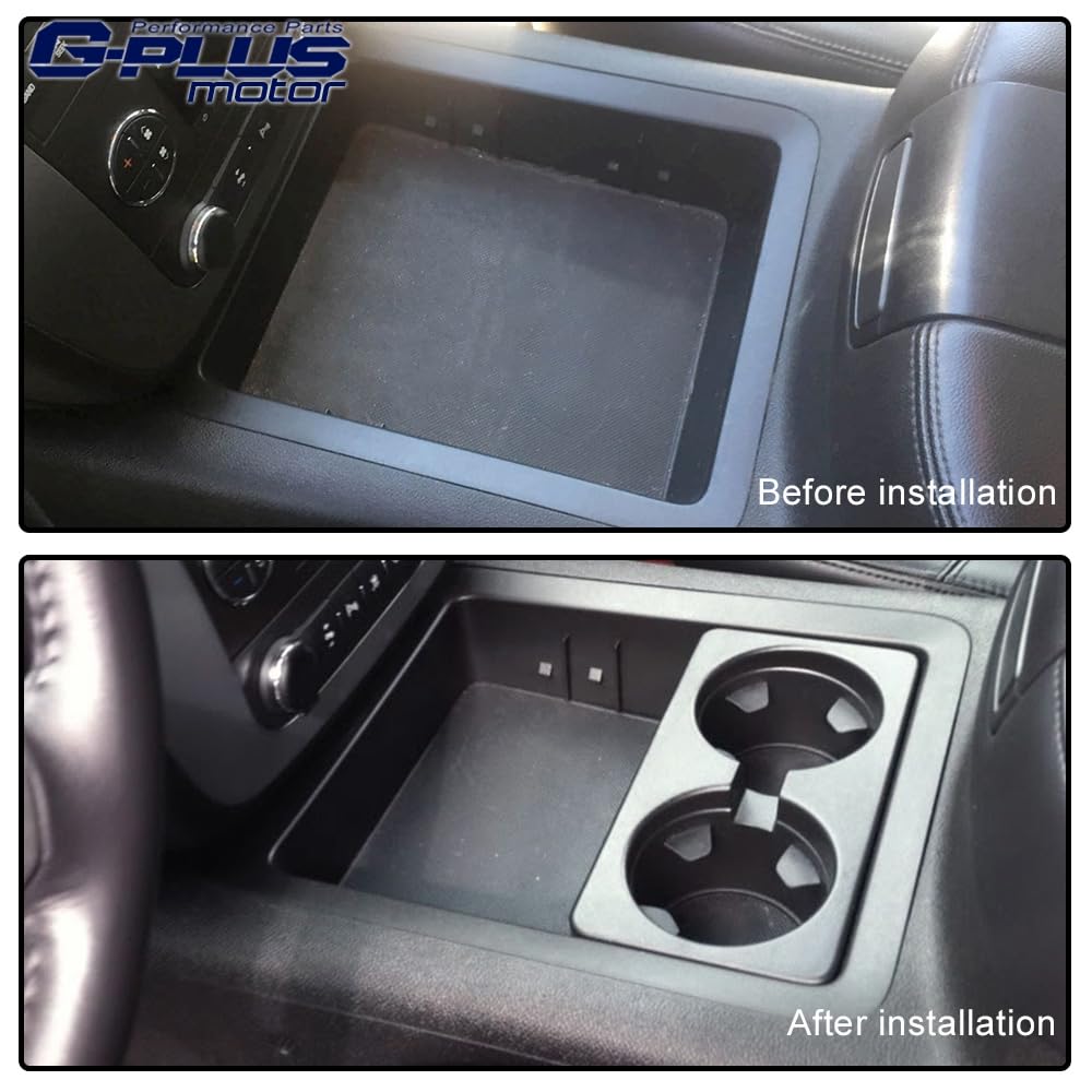 G-PLUS Floor Mounted Console Dual Cup Holder Insert Compatible with Silverado/Sierra 1500 2007-2013 19154712 Black
