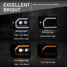 G-PLUS LED Tube Projector Headlights for GMC Sierra 1500 2500HD 3500HD 2007-2014 Clear Black Product Image