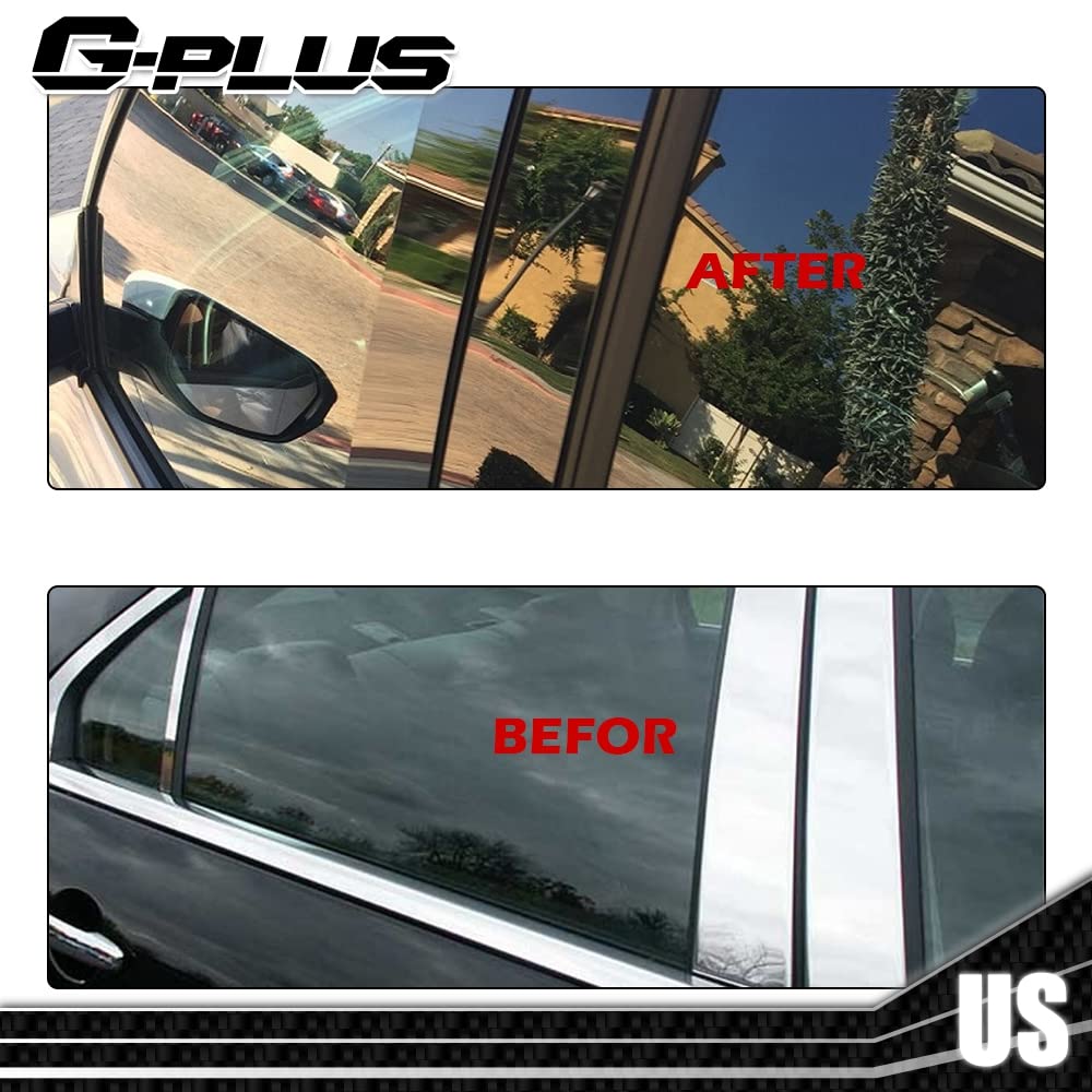 G-PLUS Exterior Pillar Moulding Trim Cladding Under Fuel Door Trim Left Driver Side Compatible with Ford Transit (Gas Engine Only) 150 250 350 2015-2019 BK3Z6129077AA, BK3Z6129077AB