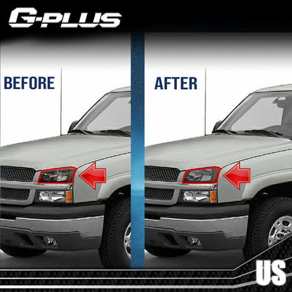 G-PLUS Front Headlight Lens Cover Compatible with 2003-2006 Chevy Silverado, Left & Right Side (Smoky Lens)