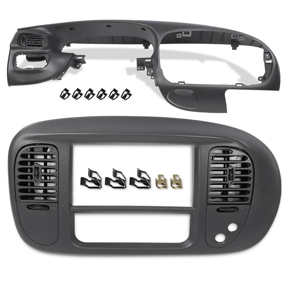 G-PLUS Dash Pad Bezel Graphite & Center Dash Radio Bezel Fit Ford F150 / Ford Expedition 1997-2003 Gray