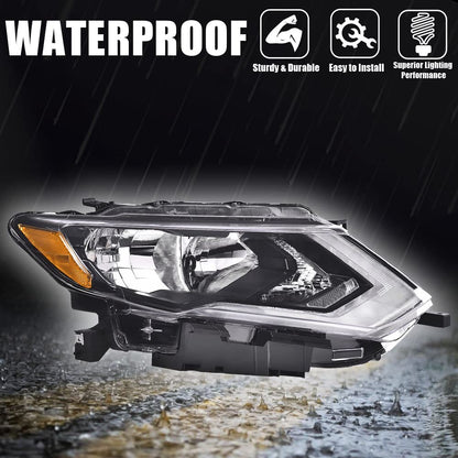 G-PLUS One Right Passenger Side Headlight Compatible with Nissan Versa 2015-2019 Headlamp Halogen Clear Lens Chrome Housing Amber ReflectorBumper Headlamps,faros delanteros
