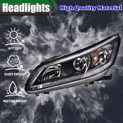G-PLUS Headlights Compatible with 2013 2014 4-Door Sedan Honda Accord Factory Style Automotive Headlamps Assembly (Black Passenger & Driver Side(Left+Right)),faros delanteros