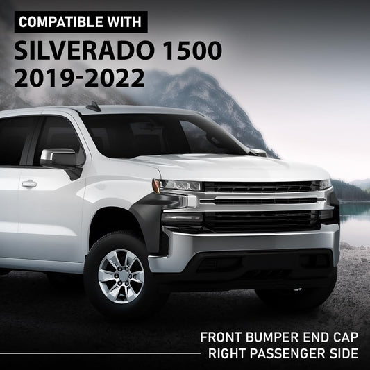 G-PLUS Front Bumper End Cap Extension Trim Right Passenger Side Compatible with Chevy Silverado 1500 2019-2022 Replacement for GM1017110