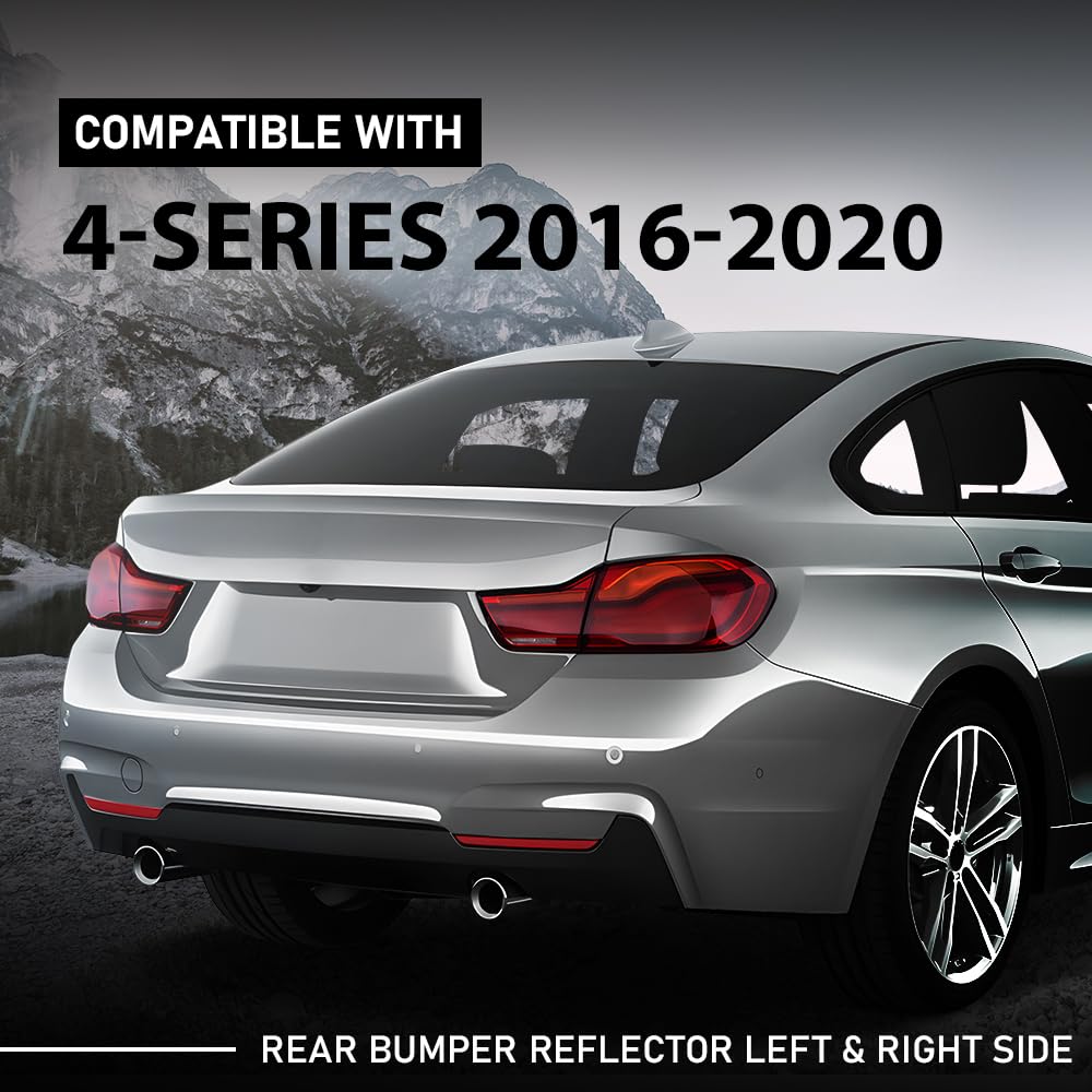 G-PLUS Pair Rear Bumper Reflector, Compatible with BMW 4-Series 428i 430i 435i 440i 2014-2020 with M Package, LH Driver & RH Passenger 2PCS, BM1184107, BM1185107