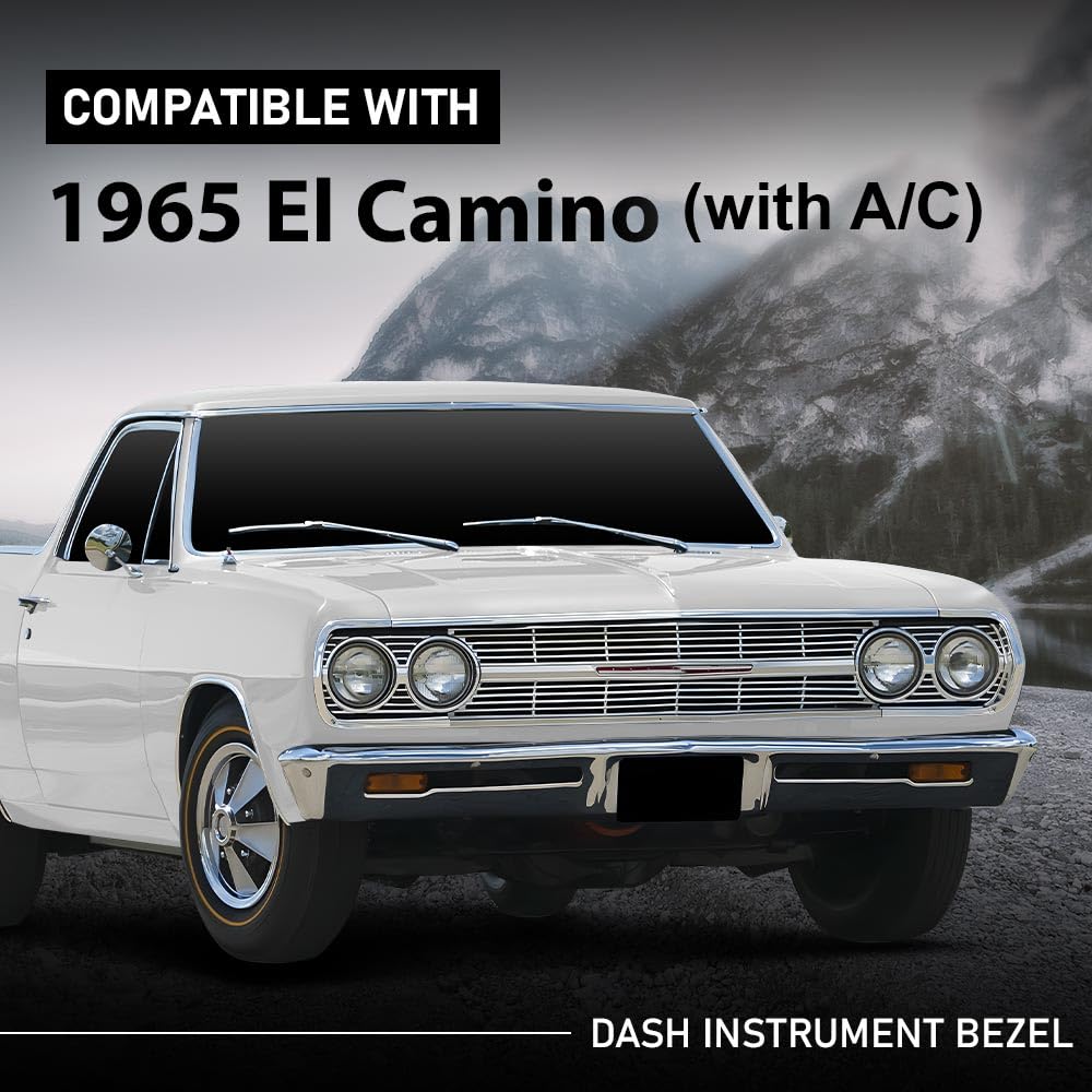 G-PLUS Dash Bezel Compatible with 1965 Chevy Chevelle El Camino with A/C Silver
