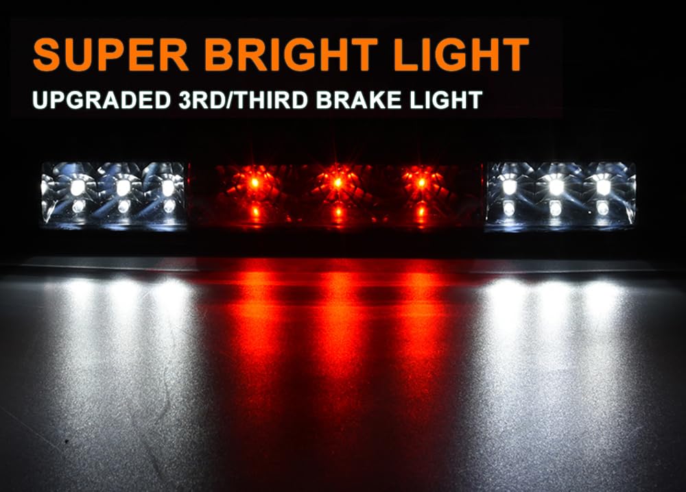 G-PLUS LED Third 3rd Brake Cargo Light Compatible With Chevy Silverado/GMC Sierra 1500 2500HD 3500HD 2007-2013 Rear High Mount Stop Lamp Tail Light (Black Housing)