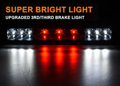 G-PLUS LED Third 3rd Brake Cargo Light Compatible With Chevy Silverado/GMC Sierra 1500 2500HD 3500HD 2007-2013 Rear High Mount Stop Lamp Tail Light (Black Housing)