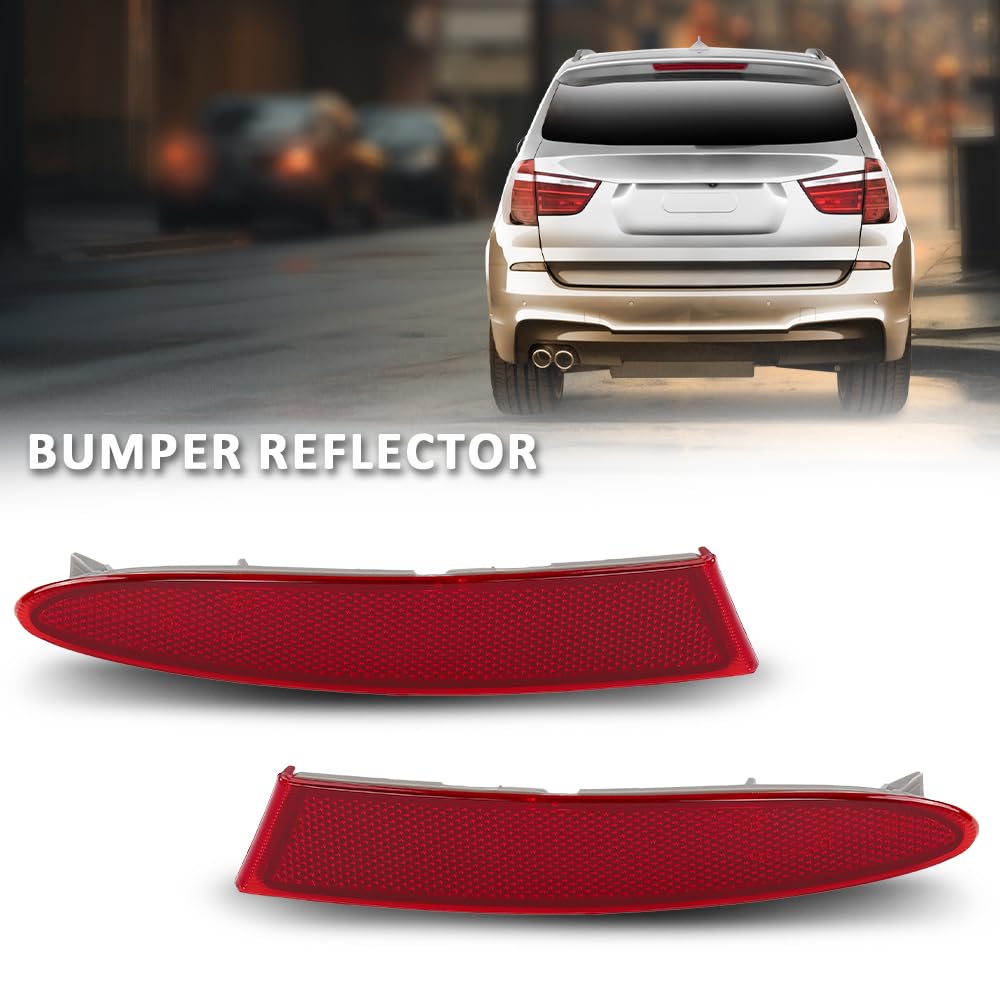 G-PLUS Rear Bumper Reflector Compatible with BMW X3 2011-2017 M Aerodynamics Package (Code S715A) 63147217316, 63147217315, BBM1185104C, M1184104C RH&LH Red