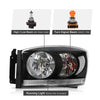 G-PLUS Headlights Assembly w/Bulbs Light Bar Left and Right Side Compatible with Dodge Ram 1500 2006-2008/Fit Dodge Ram 2500 3500 2006-2009 Clear Lens Black Housing Clear Reflector