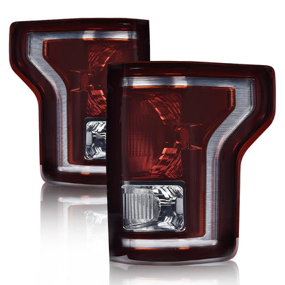 G-PLUS Rear Tail Lights Compatible with Ford F150 2015 2016 2017 Taillamps Brakelights w/bulb Luces Traseras Smoke lens FO2800239C FO2801239C Left and Right Side Rear Brake Lamps Assembly