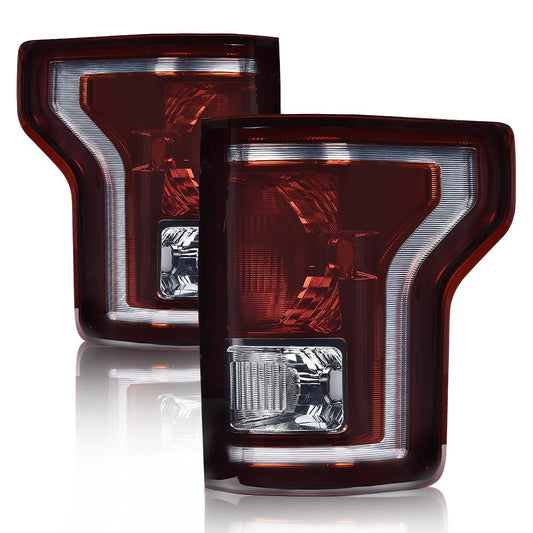 G-PLUS Rear Tail Lights Compatible with Ford F150 2015 2016 2017 Taillamps Brakelights w/bulb Luces Traseras Smoke lens FO2800239C FO2801239C Left and Right Side Rear Brake Lamps Assembly