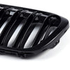 Front Kidney Grille Replacement For BMW X1 F48 F49 2016-2020 Double Line Glossy Black Grill One Pair