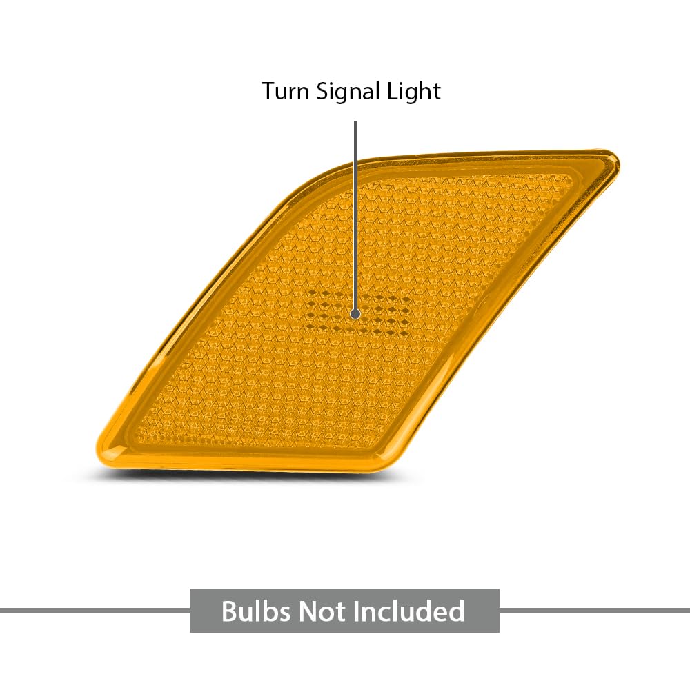 G-PLUS Front Left Side Marker Light Turn Signal Light, Compatible with Benz C230 C250 C300 C350 C63 2008-2014, Driver Side, Yellow Lens, 2048200121