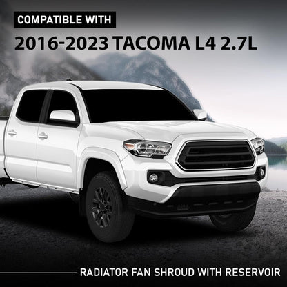 G-PLUS Radiator Cooling Fan Shroud Compatible with Toyota Tacoma L4 2.7L 2016-2023 Black