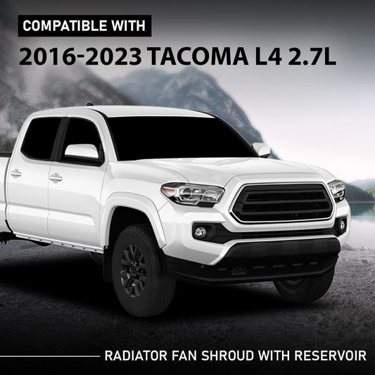 G-PLUS Radiator Cooling Fan Shroud Compatible with Toyota Tacoma L4 2.7L 2016-2023 Black