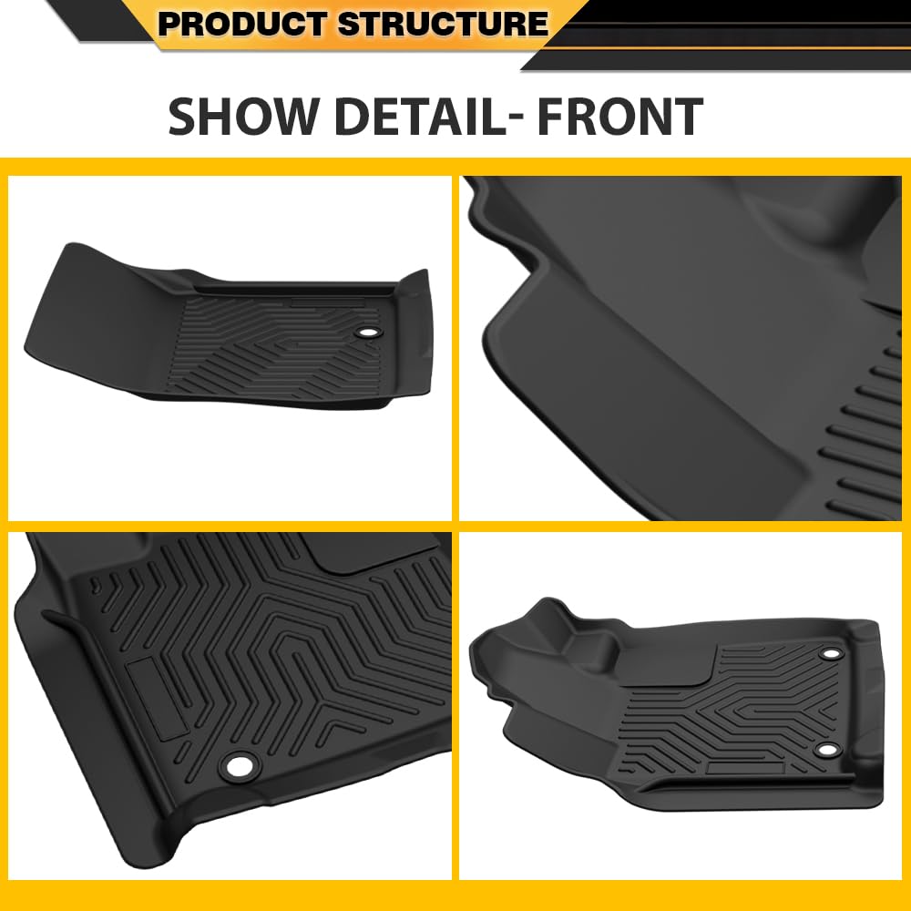 G-PLUS TPE Cargo Liners,Compatible with 2007-2011 Toyota Tundra Double/CrewMax Cab Pickup,All Weather Full Cover Protection Floor Liner Front & 2nd Row 3PCS