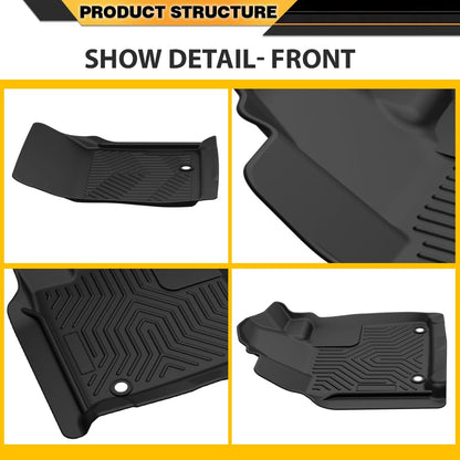G-PLUS TPE Cargo Liners,Compatible with 2007-2011 Toyota Tundra Double/CrewMax Cab Pickup,All Weather Full Cover Protection Floor Liner Front & 2nd Row 3PCS