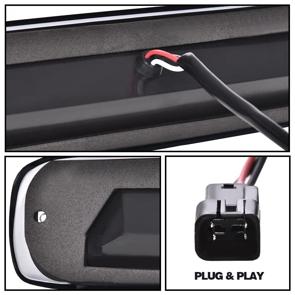 G-PLUS LED 3rd Brake Light Compatible with Chevy Silverado & GMC Sierra 1999-2006/Fit 2007 Silverado & Sierra Classic Brake Lamp Tail Light Assembly Smoky Lens Chrome Housing