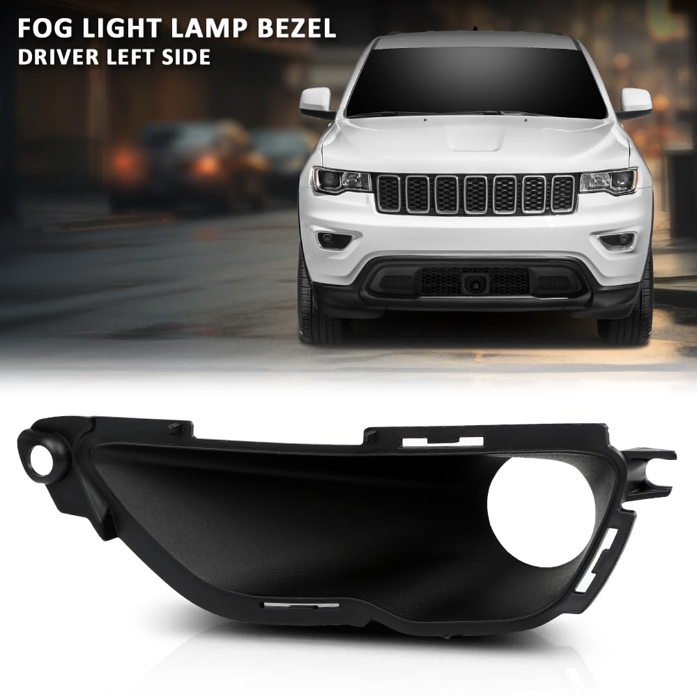 G-PLUS Fog Light Cover Lamp Bezel Left Driver Side Compatible with Jeep Grand Cherokee 2016-2022 Black 68261711AA